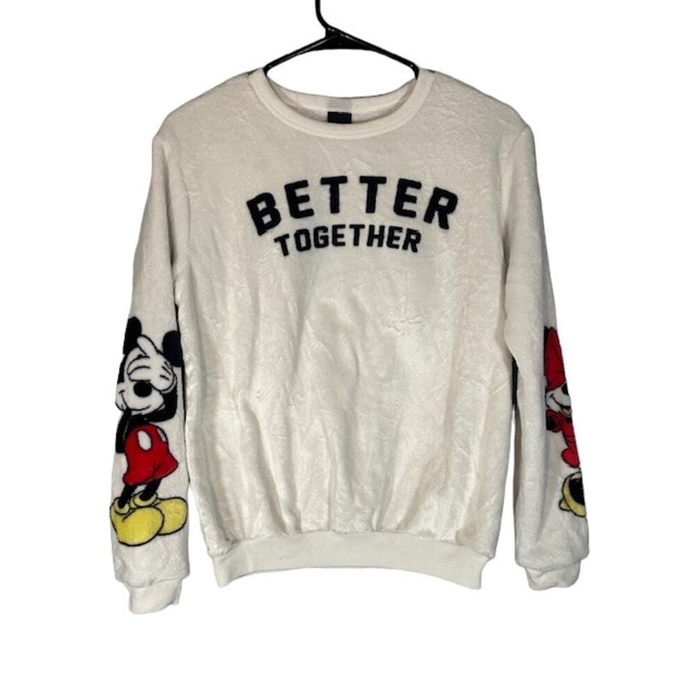 Disney White Mickey & Minnie Better Together Fleece Sweatshirt Women Sz XS